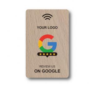 Customized Printing Wood Google Review Card with NFC Chip Ntag 213/ 215/ 216 For RFID Business cards